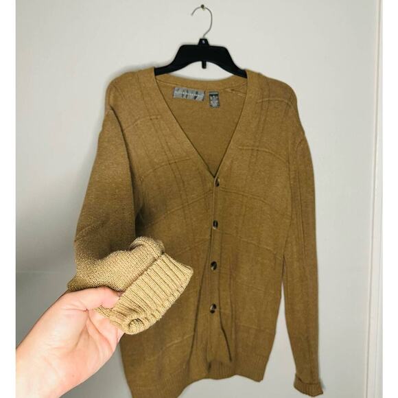 Oscar de La Renta Tan Button Front Classic Oversized Cardigan Sweater Size M - Picture 4 of 9
